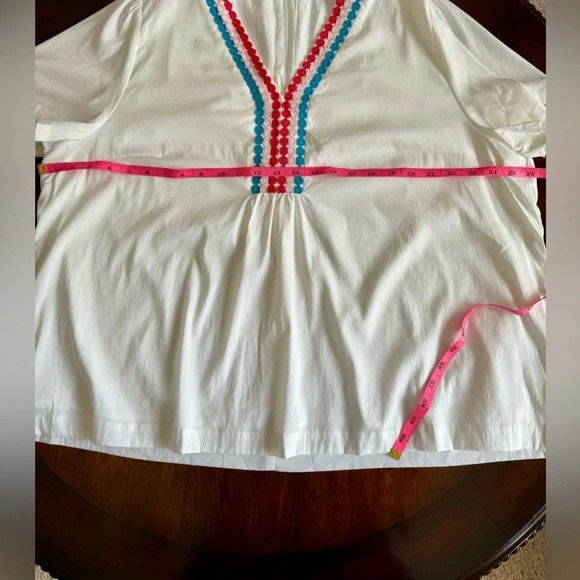 AVARA Women's White Short Sleeve Sleeve V-Neck Summer Blouse  XXXLarge - Picture 7 of 11